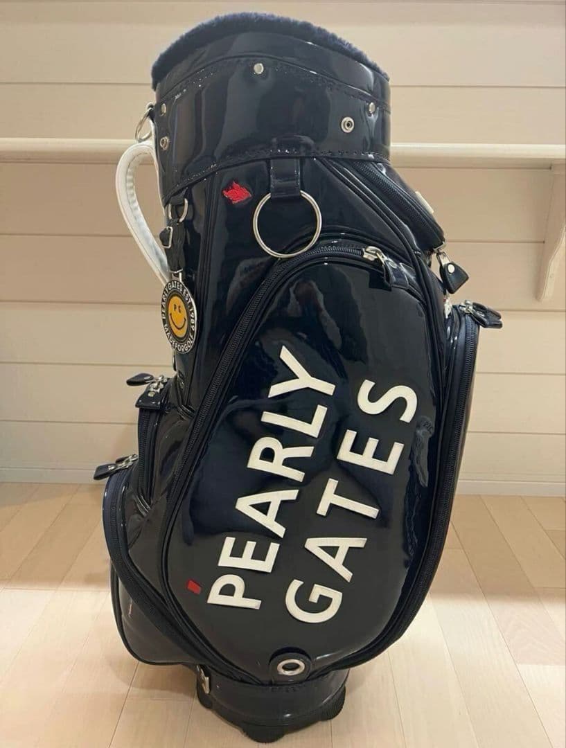 美品 正規品 パーリーゲイツ キャディーバッグ 9.0型 エナメル ネイビー