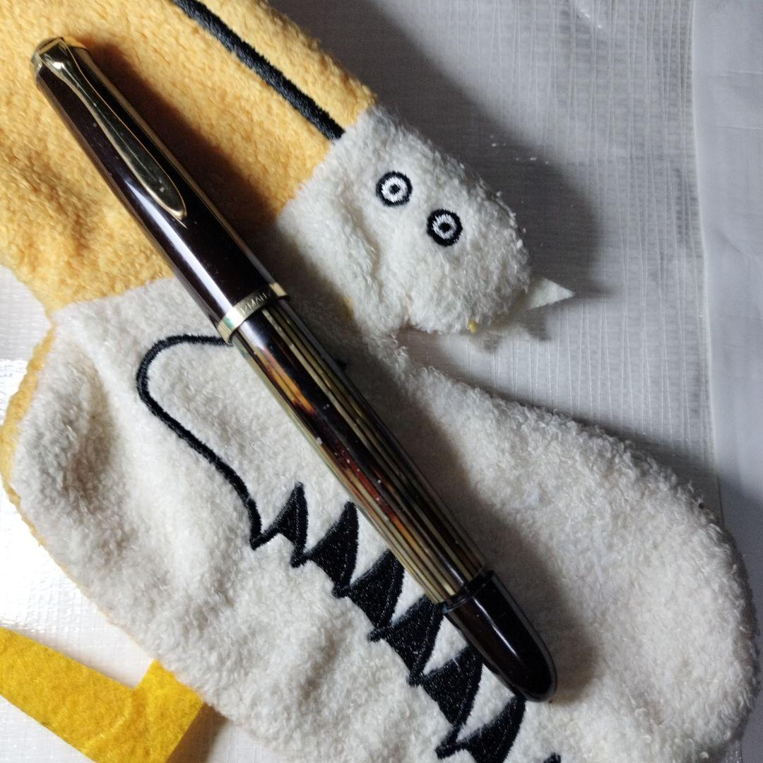 Pelikan400茶縞18K750万年筆字幅B吸入式