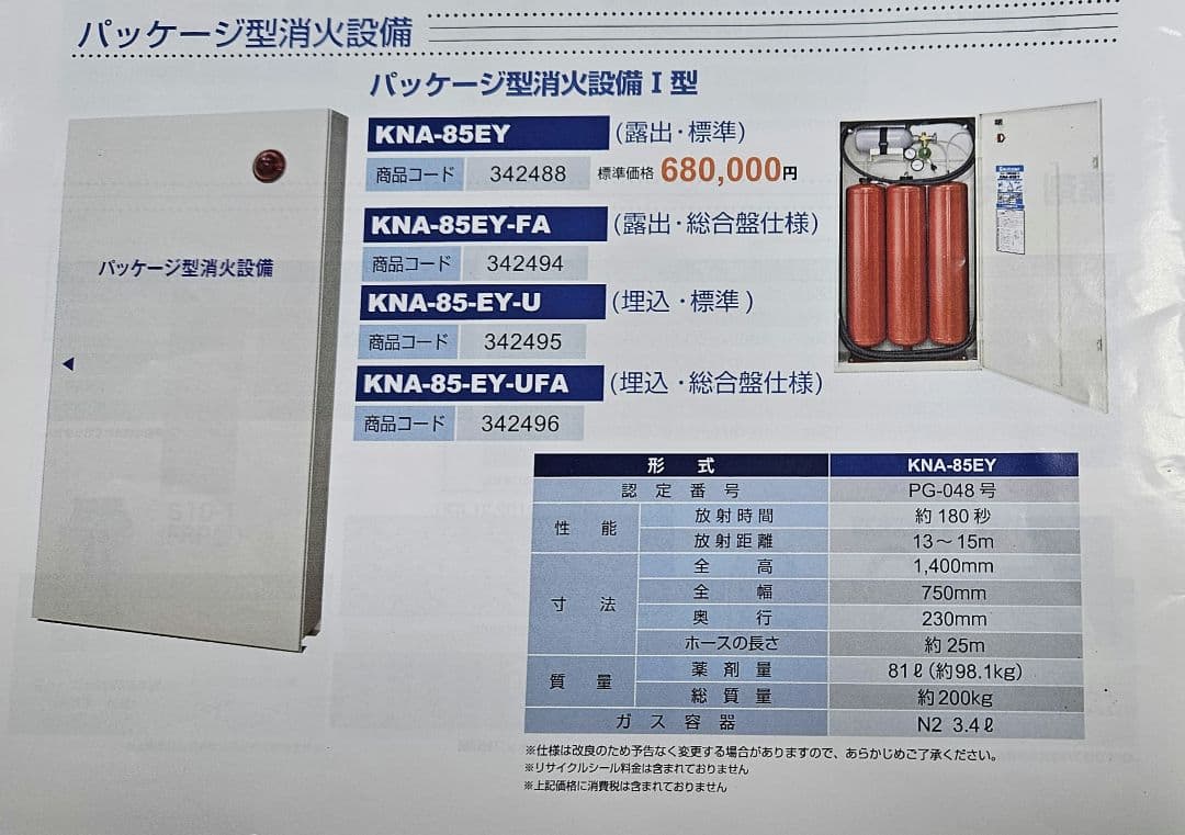 パッケージ型消火設備