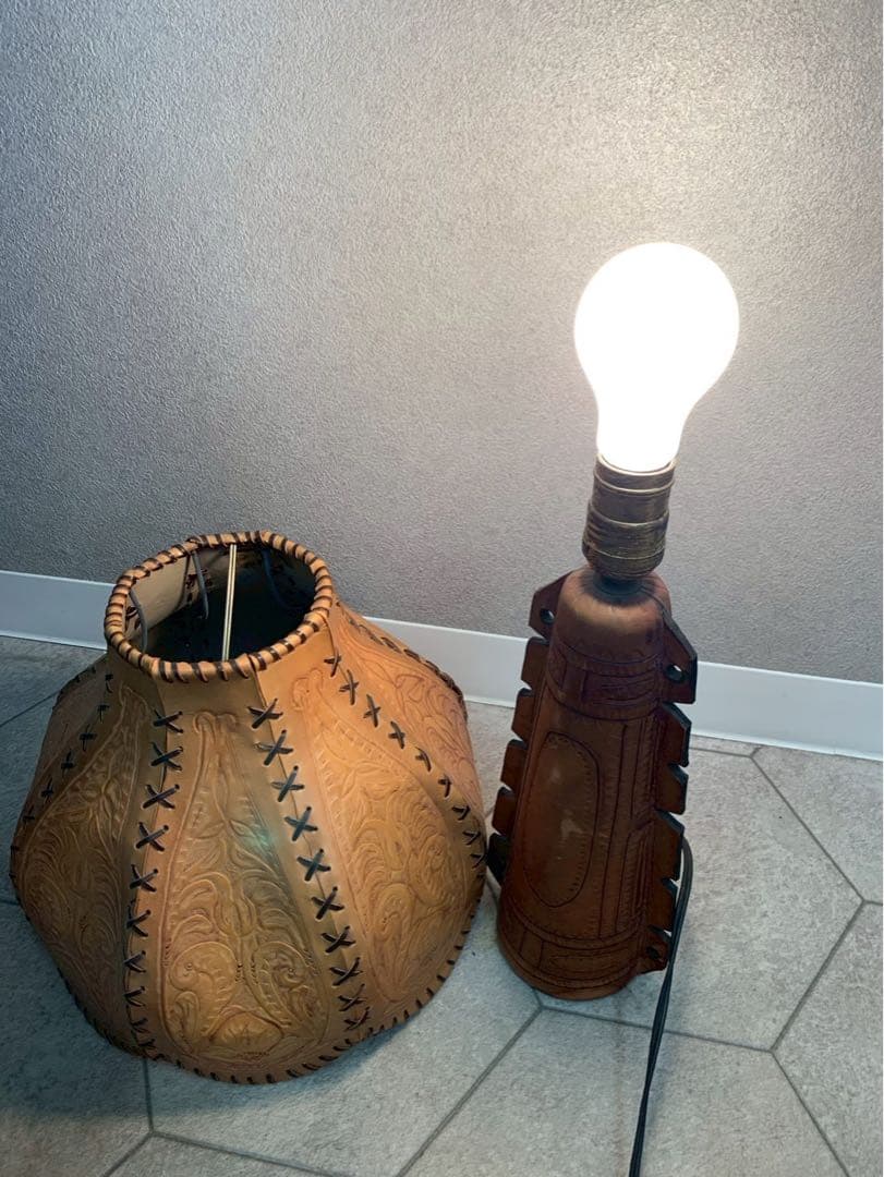 アンティーク レザー 牛革 ランプ