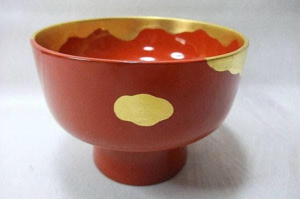 輪島塗 金箔 朱盛器 菓子器 天然木 本漆器 茶道具