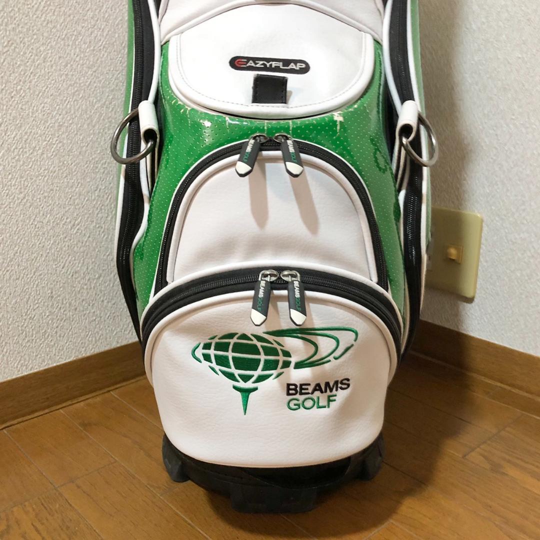 BEAMS GOLF キャディバッグ ホワイト/グリーン カート 5分割