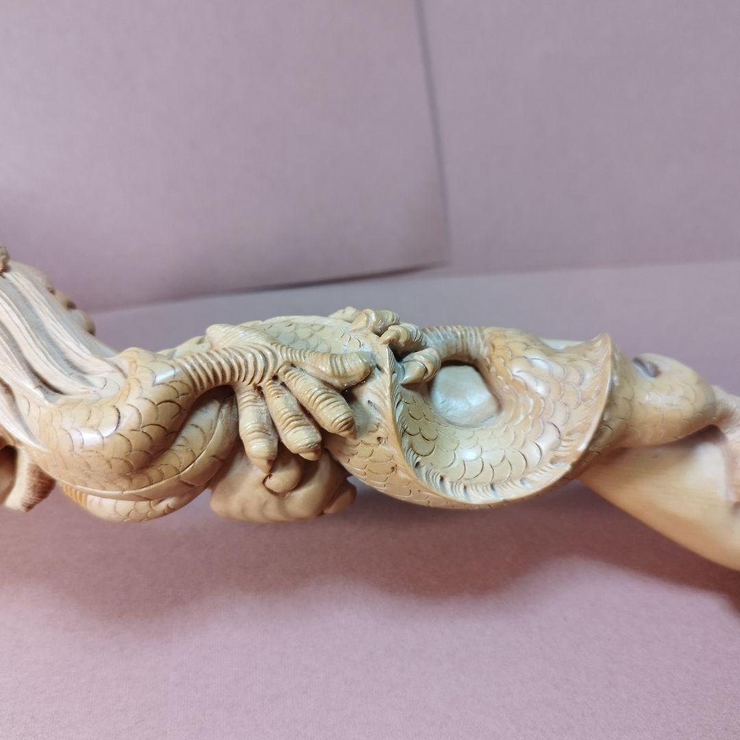 黄楊彫刻作品「皇帝龍霊芝如意」《整理番号:BU003》