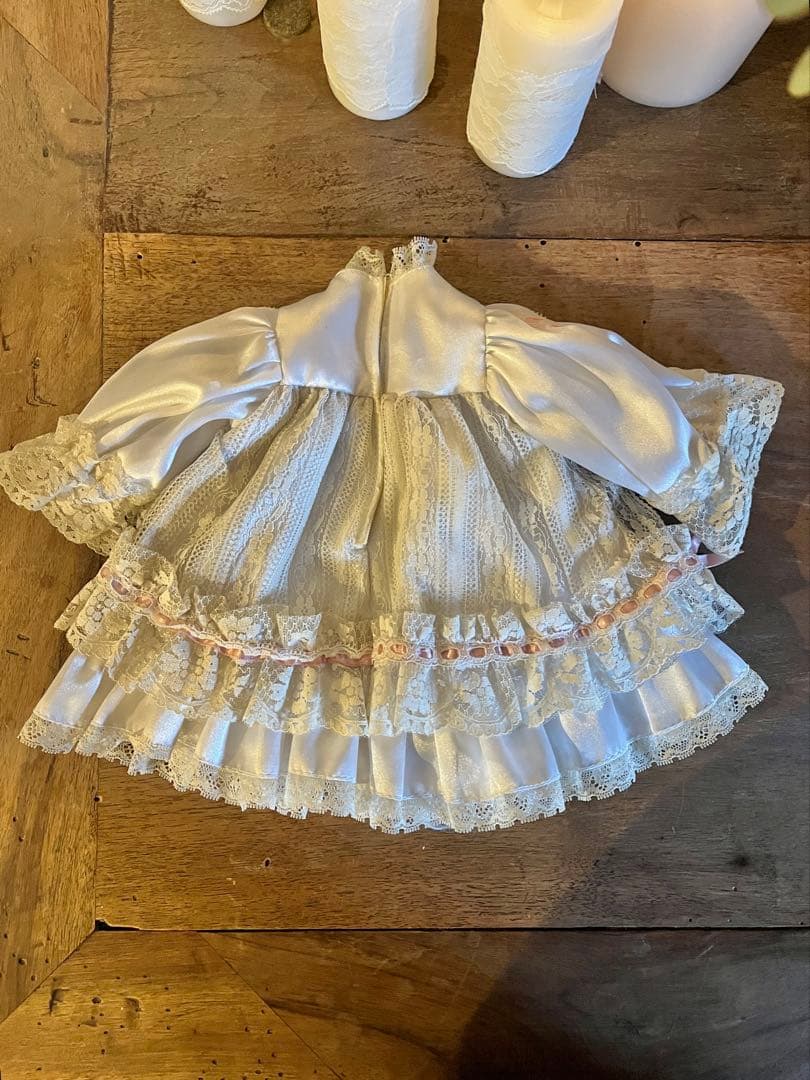 ◆フランスアンティーク｜限定1セットビスクドールフリルレスドレス靴ペチコート靴下