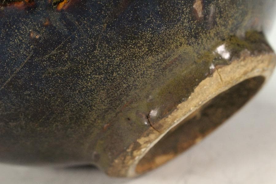 古美術 李朝 黒高麗 面取 蓋壷(K-A652)