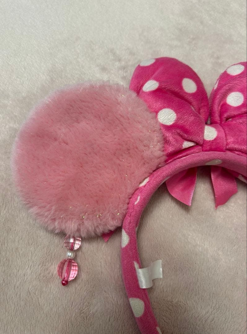 ディズニー カチューシャ イヤリング ピンク ミニー リボン　水玉 ドット