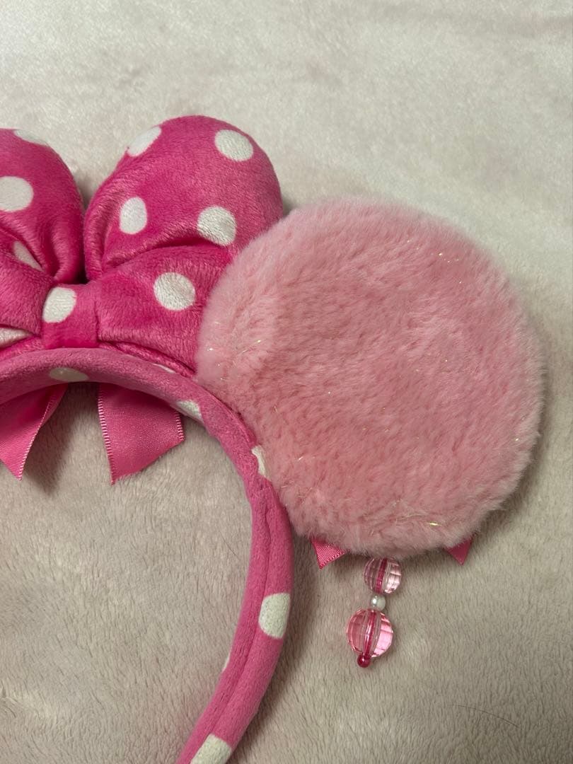 ディズニー カチューシャ イヤリング ピンク ミニー リボン　水玉 ドット
