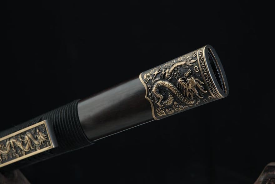 獅子竜漢剣（黒檀タイプ）古兵器   武具　刀装具　日本刀　模造刀   居合刀