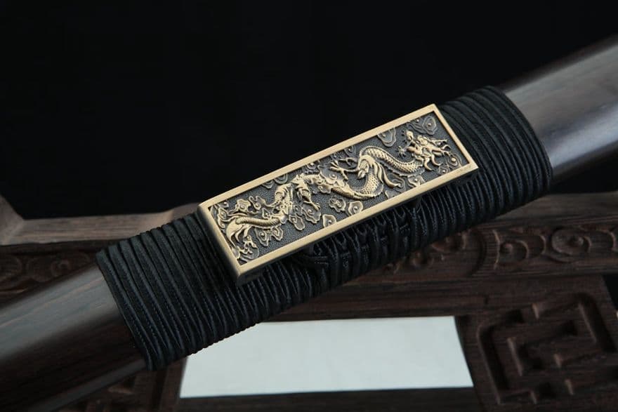 獅子竜漢剣（黒檀タイプ）古兵器   武具　刀装具　日本刀　模造刀   居合刀