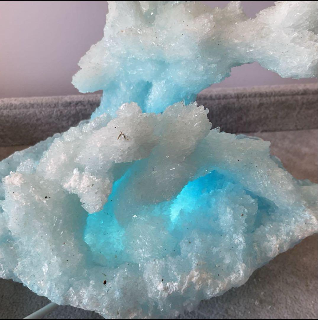 T991-2アクアマリン水晶結晶　原石ジオードクラスター　天然石