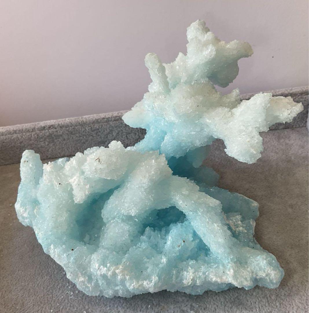 T991-2アクアマリン水晶結晶　原石ジオードクラスター　天然石