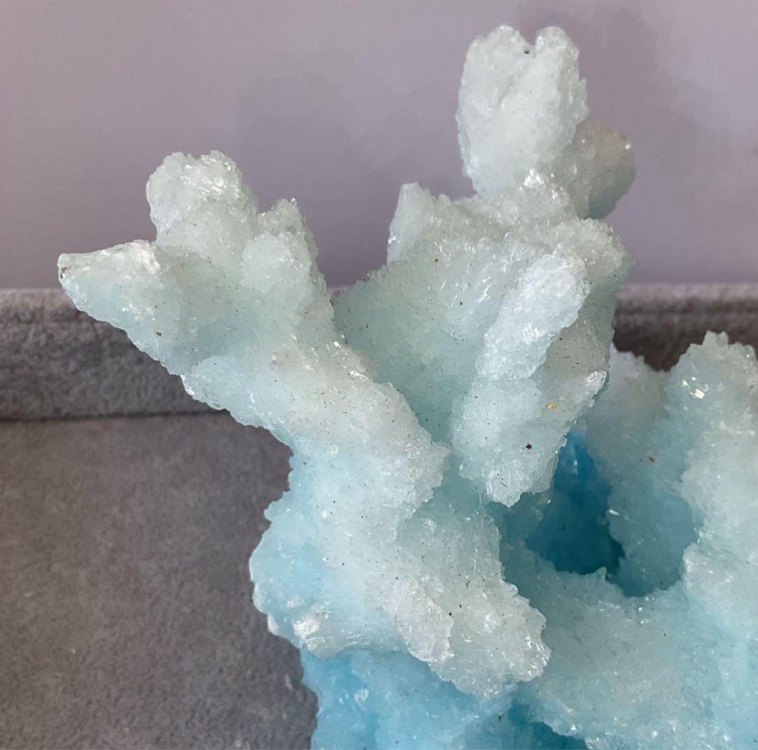 T991-2アクアマリン水晶結晶　原石ジオードクラスター　天然石