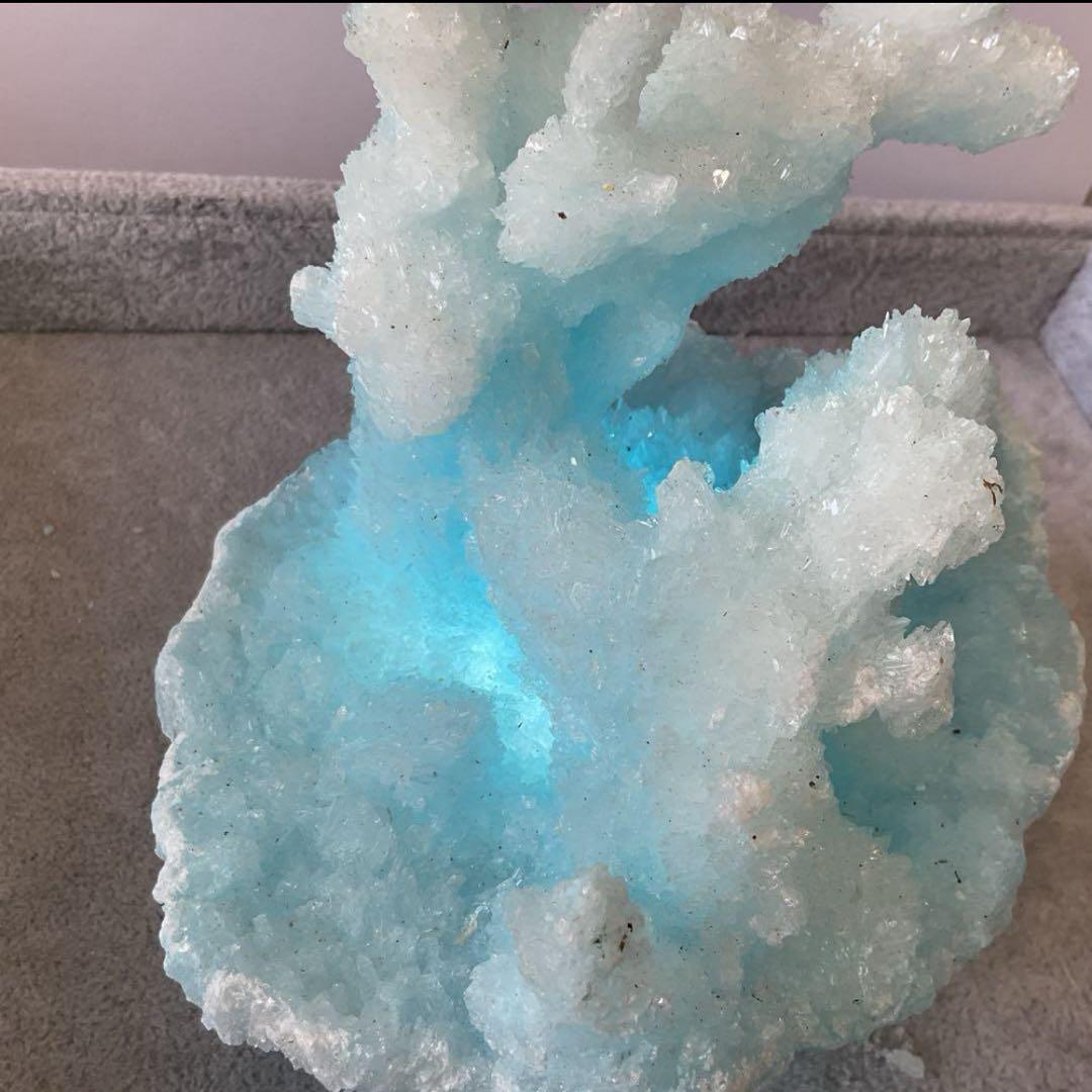 T991-2アクアマリン水晶結晶　原石ジオードクラスター　天然石