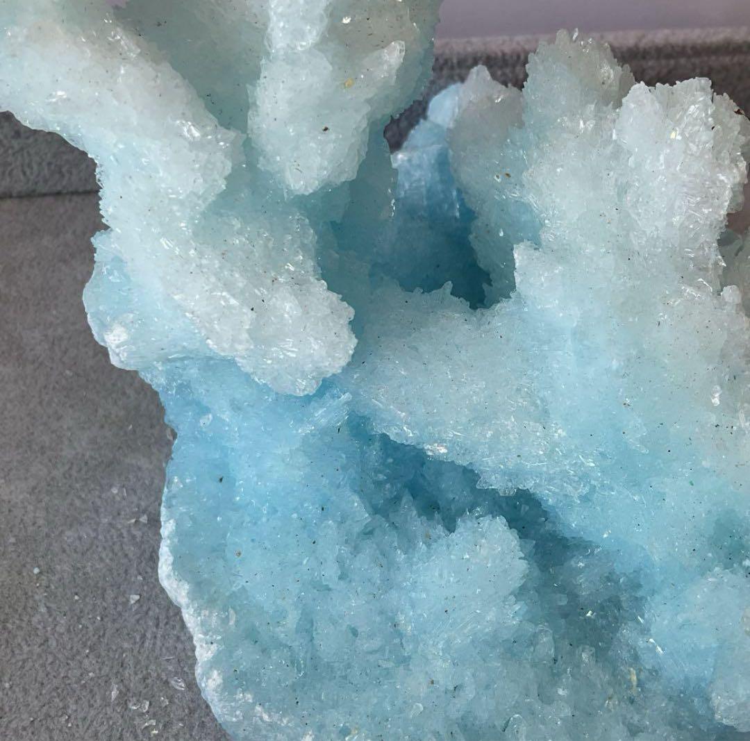 T991-2アクアマリン水晶結晶　原石ジオードクラスター　天然石