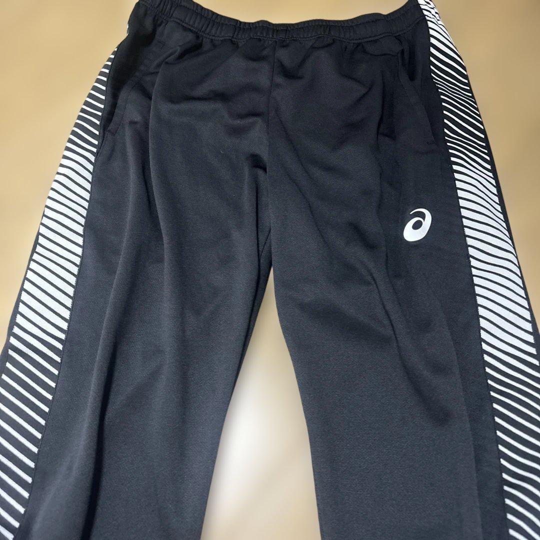 P*K様 asics ストライプジャージ上下セット XL 黒　セットアップ　20