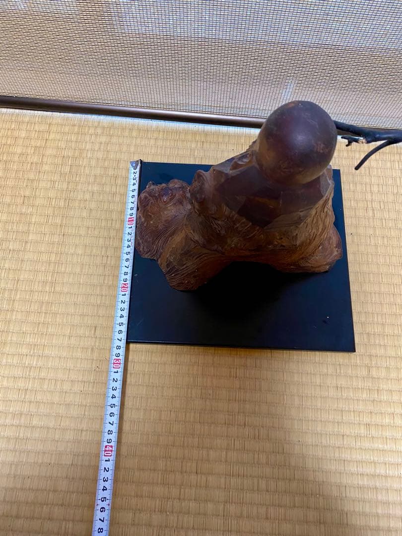 【昭和レトロ】寿老人 木彫り 置物 根木彫 一刀彫 七福神 縁起物 長寿 骨董