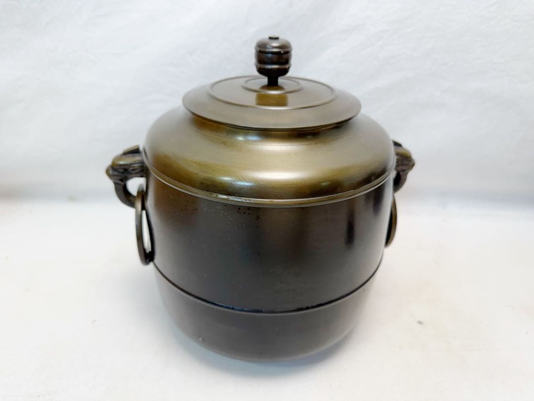 茶道具 鋳師 金森淨栄作 唐銅 皆具 環付水指 建水 杓立 蓋置 共箱