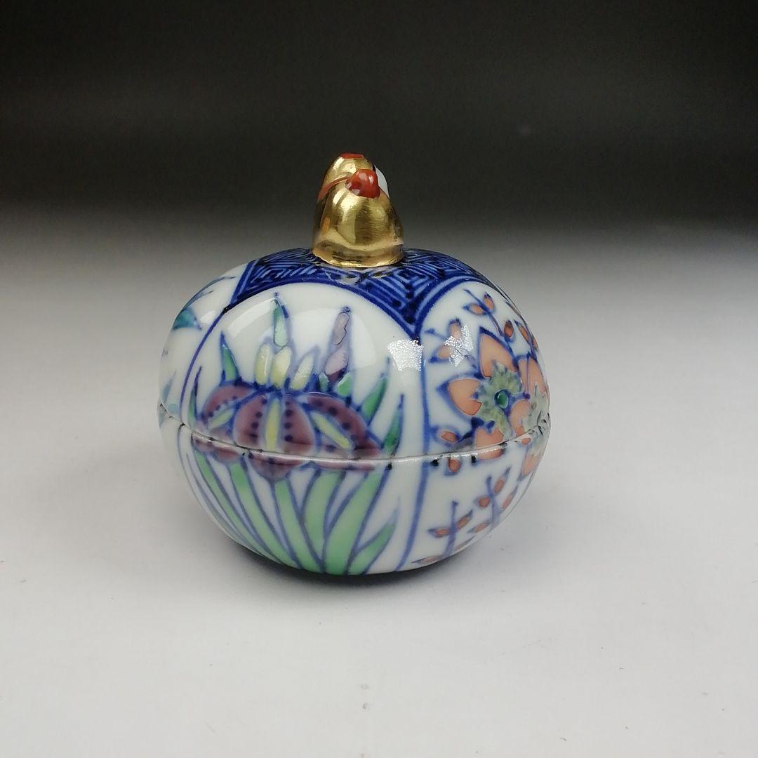 Ｔ８３９　香合　『干支　色絵　戌』『平安　高野昭阿弥 造』　共箱　茶道具