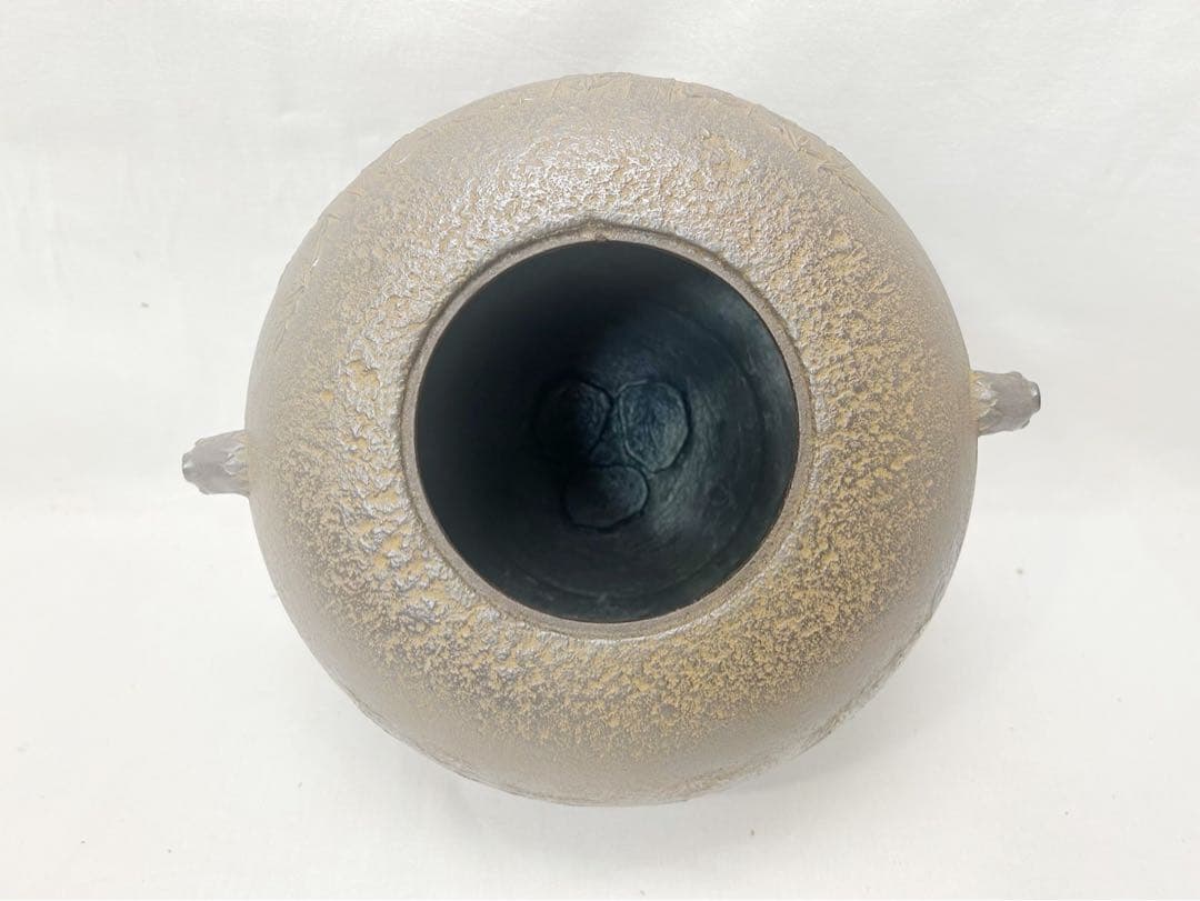 未使用 茶道具 釜師 木村宗哉造 竹林紋 姥口平丸釜 亥釻付 釜印 共箱 二重箱