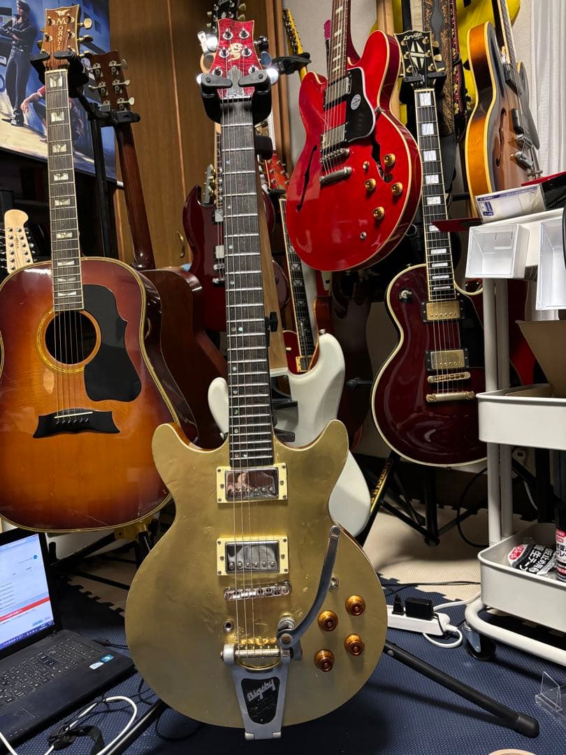 ダブルカッタウェイ　ゴールド GROVER ペグ、BIGSBY搭載　ジャンク