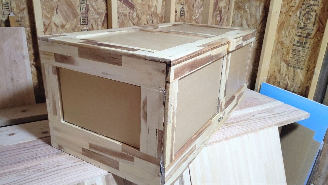 アカシア集成材15ミリ幅120縦500奥行600蜜蝋オイル仕上げ