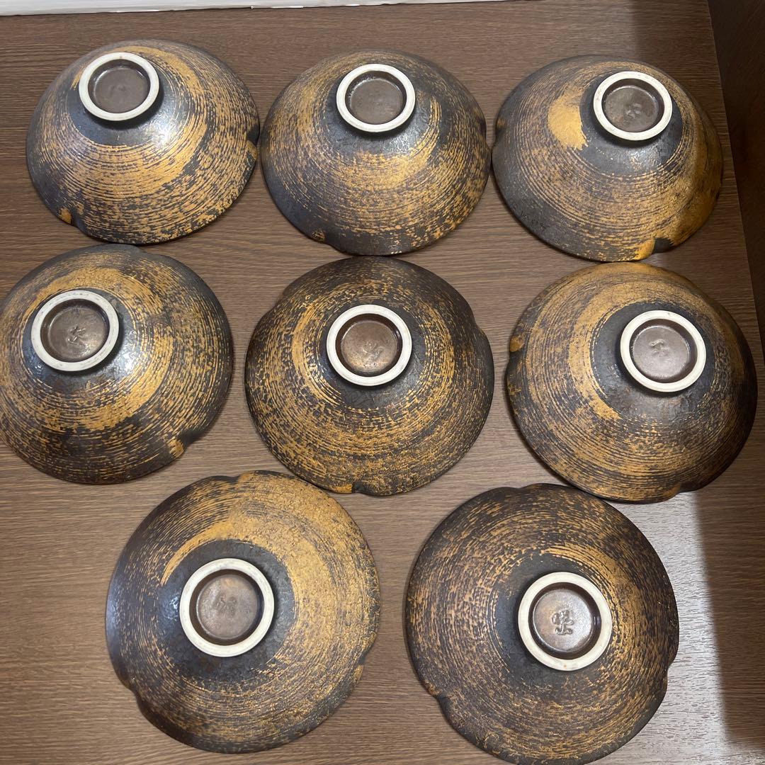 金彩黒茶碗　8個セット