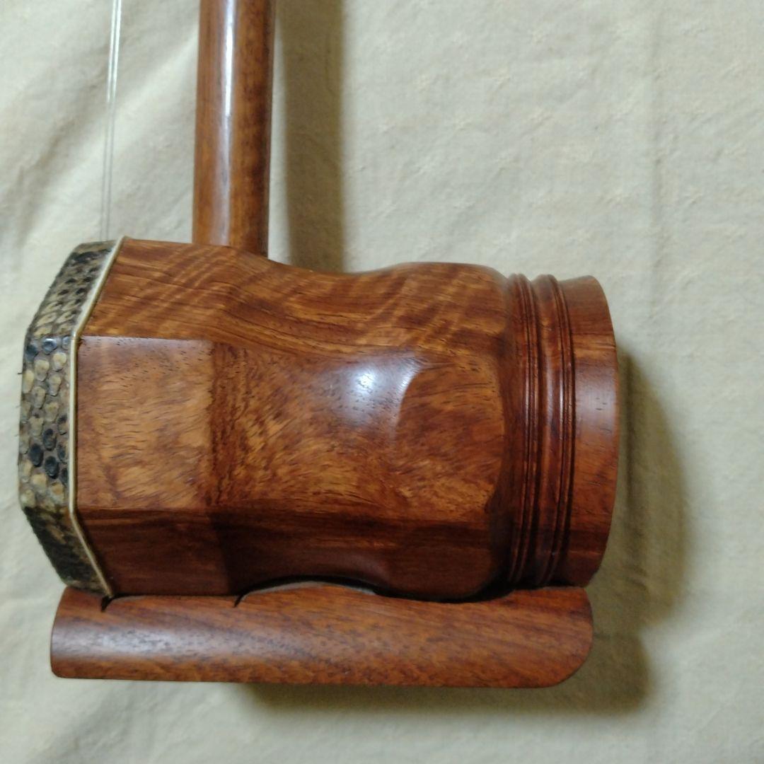 高級二胡　竜頭　龍頭　手彫り