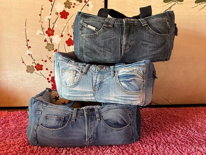 ふわふわ　キャリーバッグ　② デニムリメイク