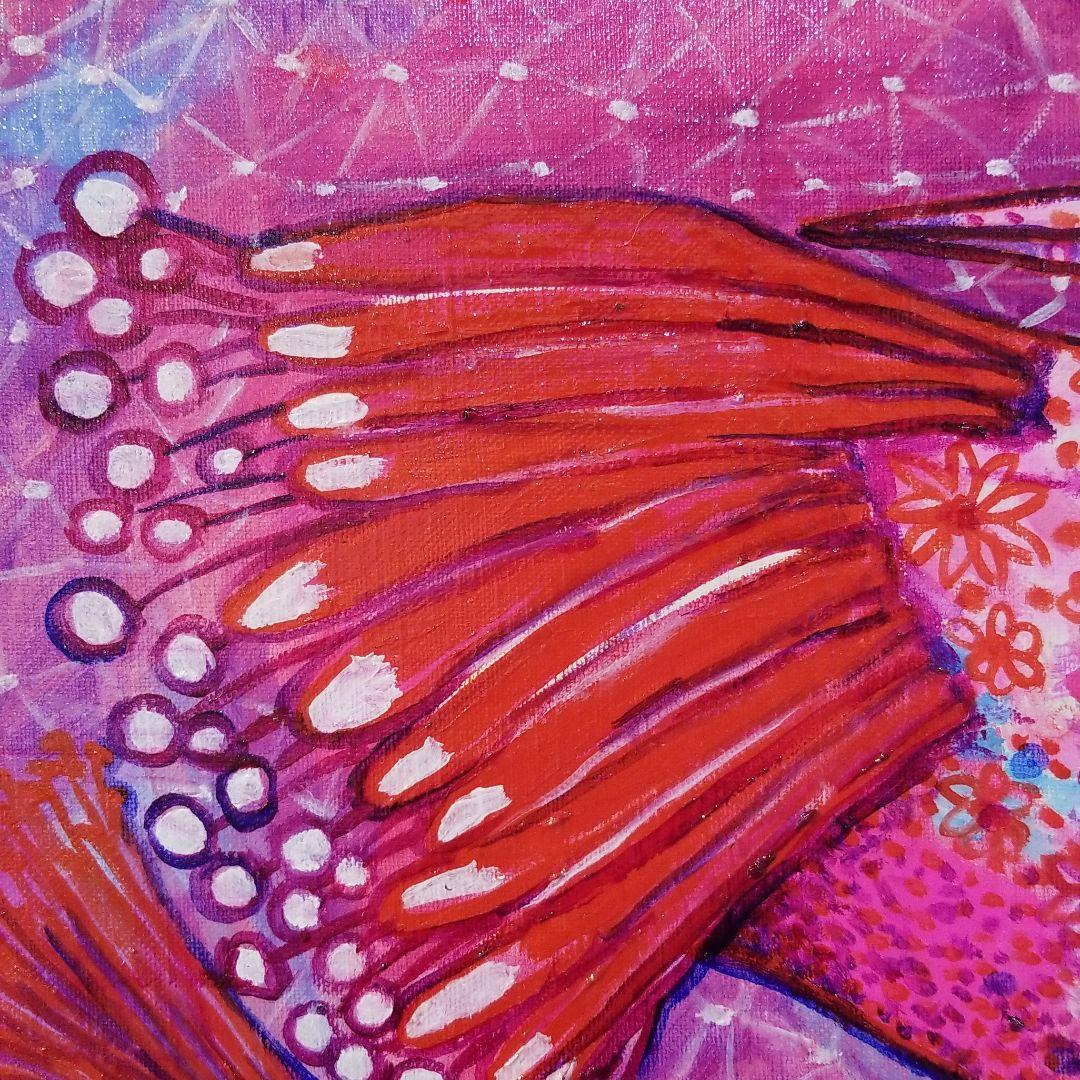 油絵　専用　お花の模様がある鳥の親子