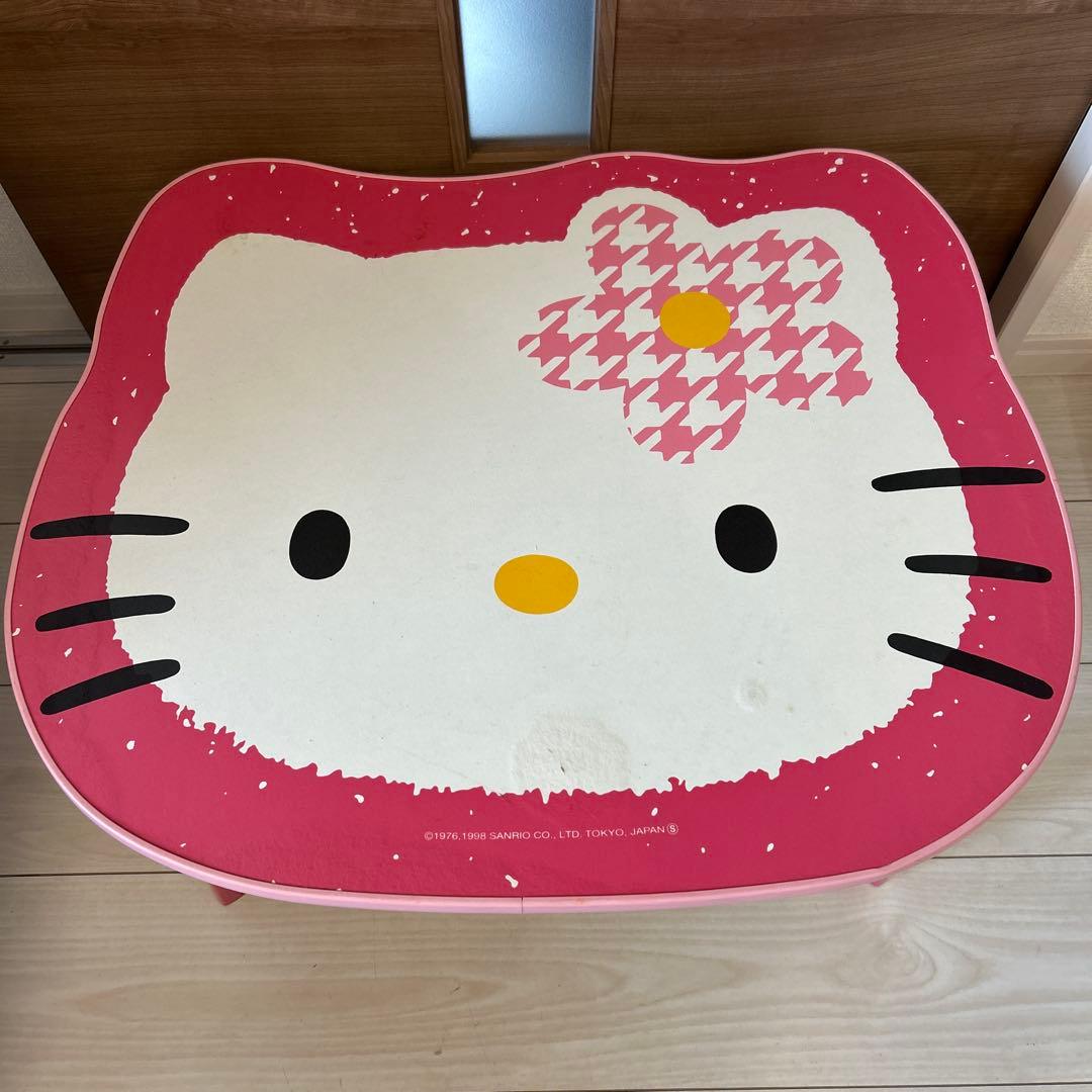 ハローキティ　1998年　ピンク千鳥柄　カオハナキティ　折りたたみ机