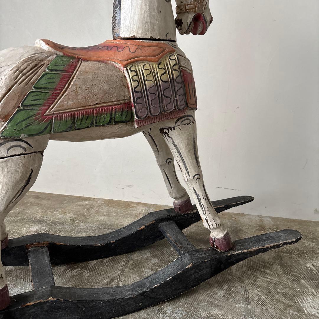 希少古い木の木馬　もくば　ロッキングホース　オブジェ　店舗什器　当時物　ジャンク