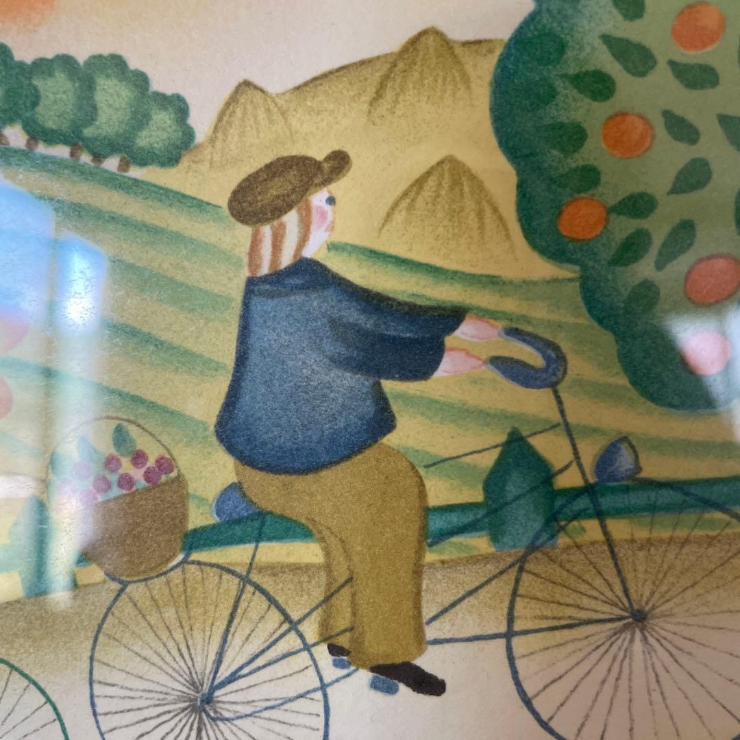 Valerie Hemmer リトグラフ　青い鳥　自転車　カップル　家族