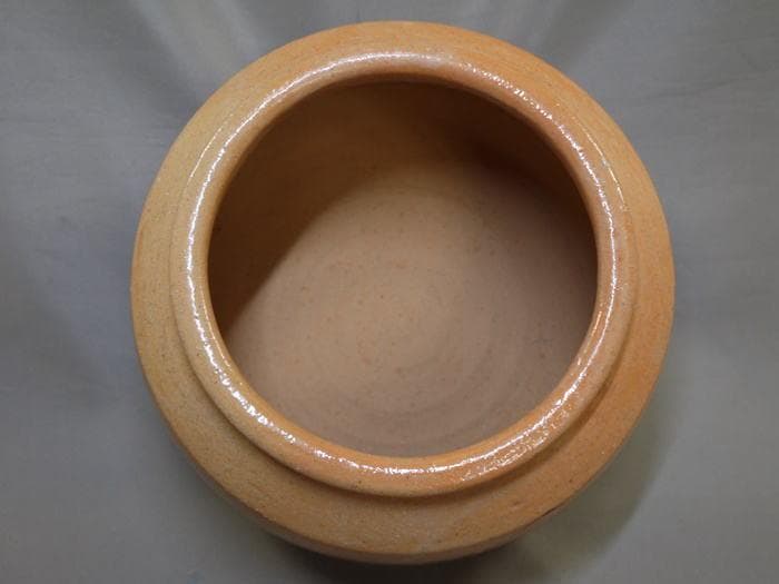 大樋焼　手焙　撫子文　秋の七草　無傷美品　径22.5cm　H16cm 合わせ箱