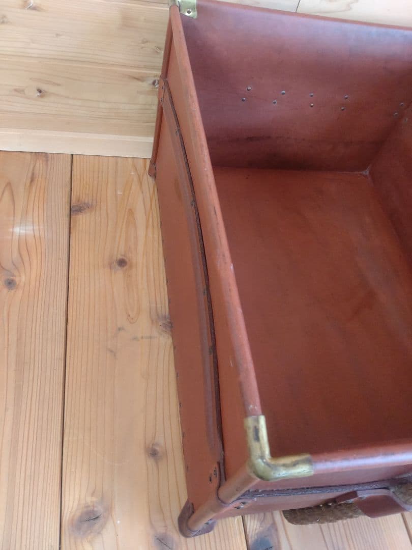 ボテ箱 昭和レトロ 蓋付き 朱いろ 古道具 コンテナ 硬質紙製