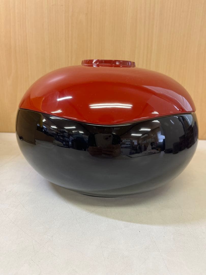M145 乾漆食籠 1点物!! 赤黒 木箱付 漆器 工芸品
