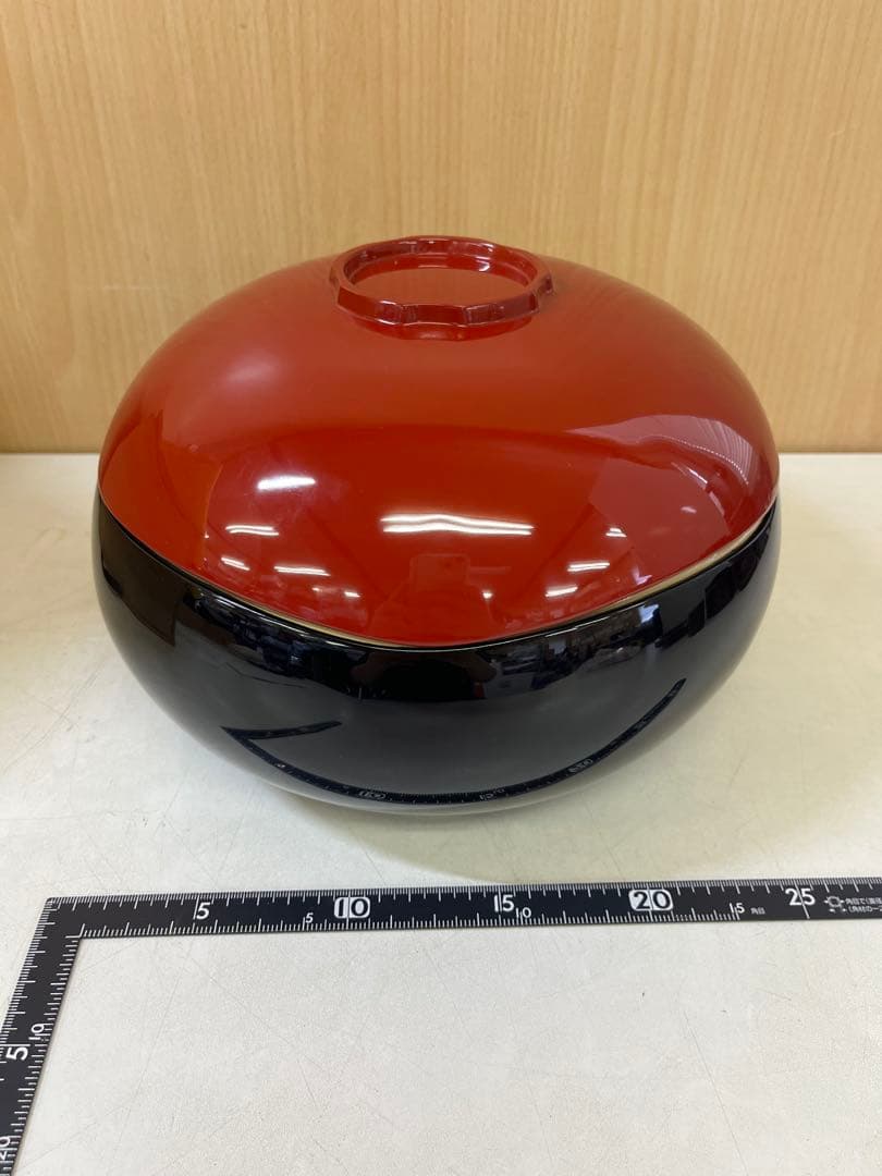 M145 乾漆食籠 1点物!! 赤黒 木箱付 漆器 工芸品