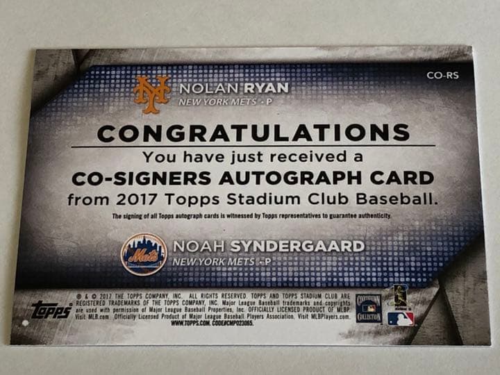 世界に1枚（1of1）ライアン&シンダーガード W直筆サイン 2017 トップス