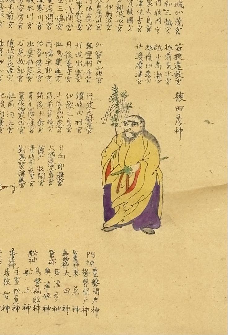 「天尊出雲八神図」明治期頃 木版画 版彩色 1幅|神道美術 版画 出雲大社