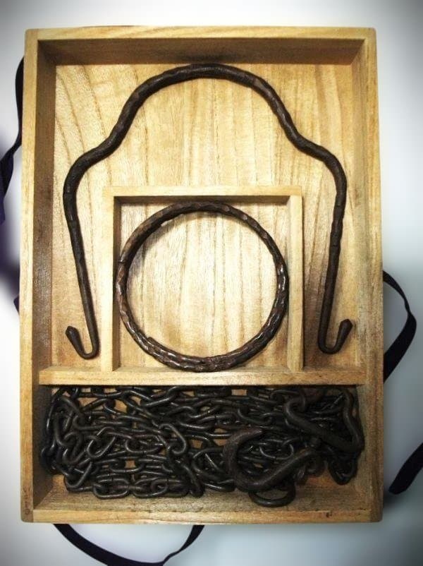 釣釜道具「田中敏孝」鉄製 釣手 釜鐶 釜鎖 茶道具 自在鎖 茶釜鎖 吊り鉄鎖