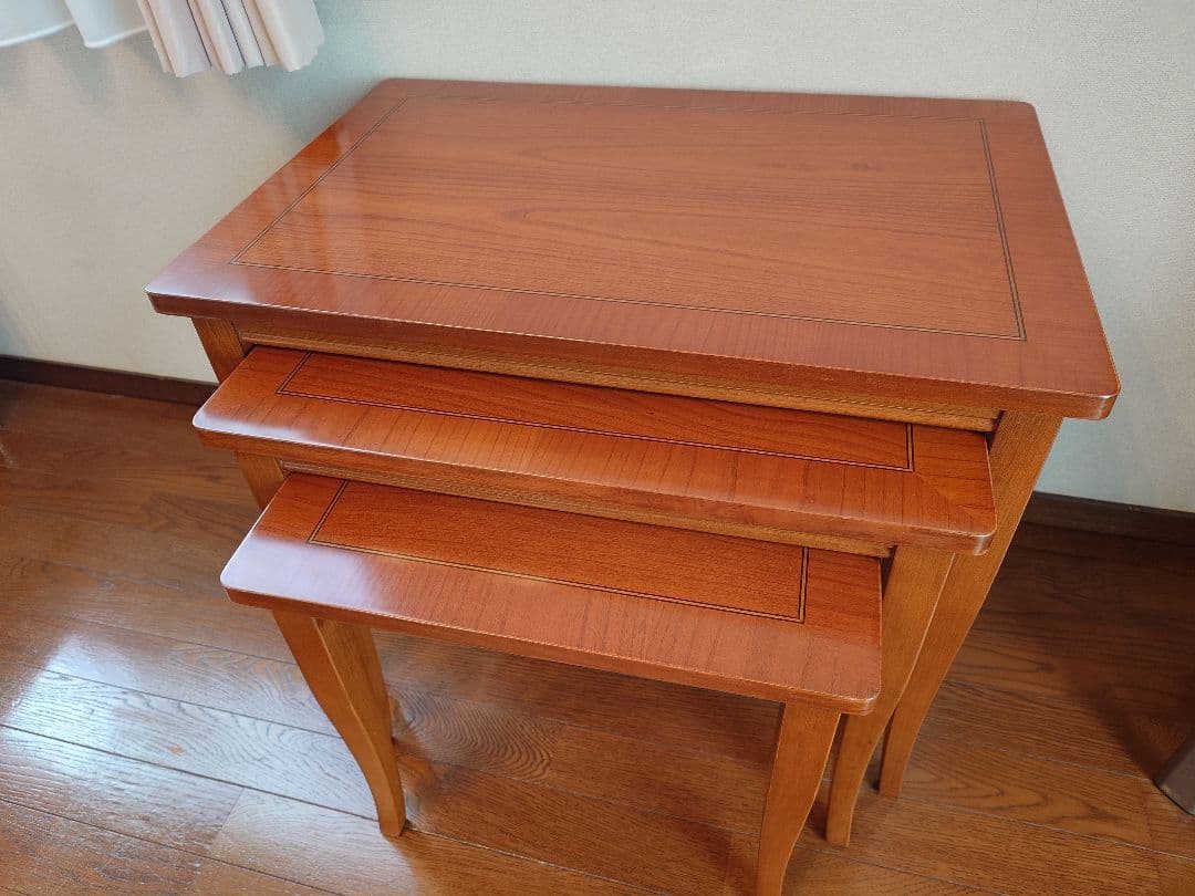 最終お値下げ！〈セルバ社〉イタリア家具☆木製ネストテーブル 3段式 ブラウン