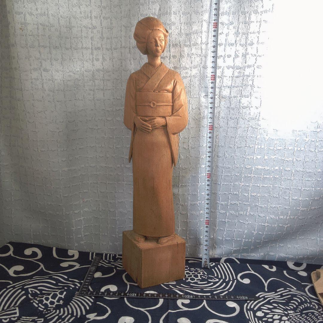 骨董２ 木製 日本人形 着物 約40cm