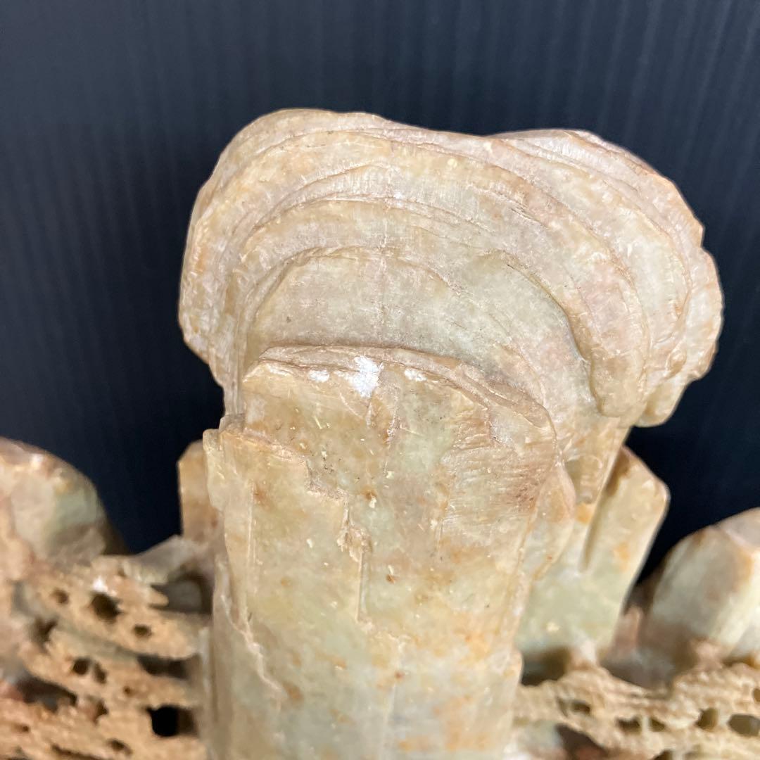 山水画風 石材彫刻 中国美術　置物