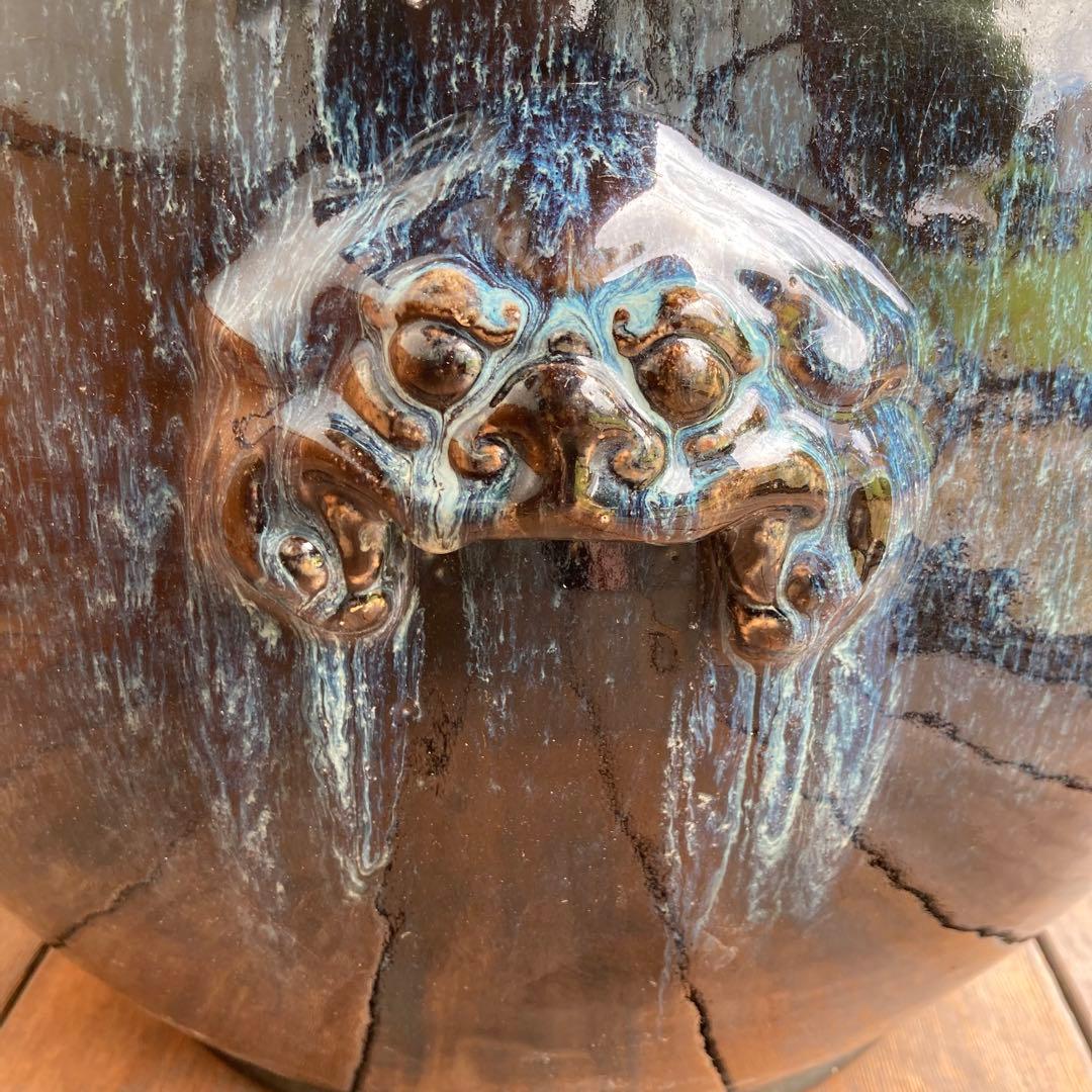 火鉢　陶器　大型　昭和レトロ　アンティーク　古民具　希少　金魚鉢 pottery