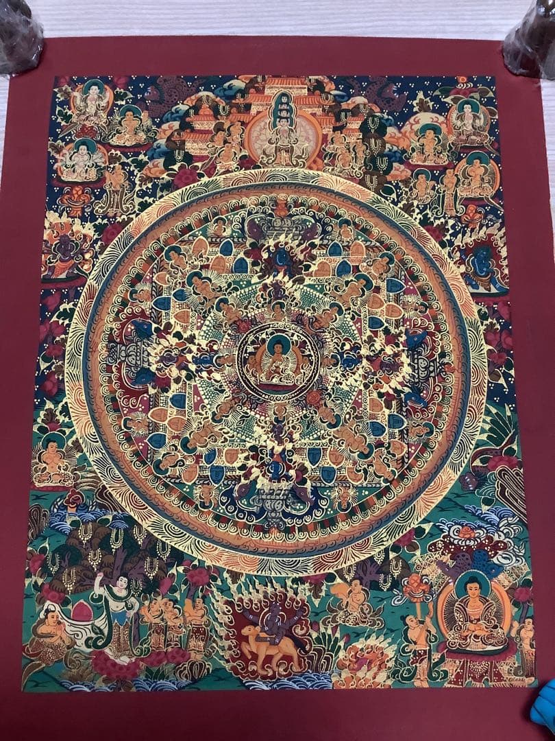 《 チベット密教　新品　1点物 》 手描き　曼荼羅　仏陀　釈迦　仏画　仏教　d4
