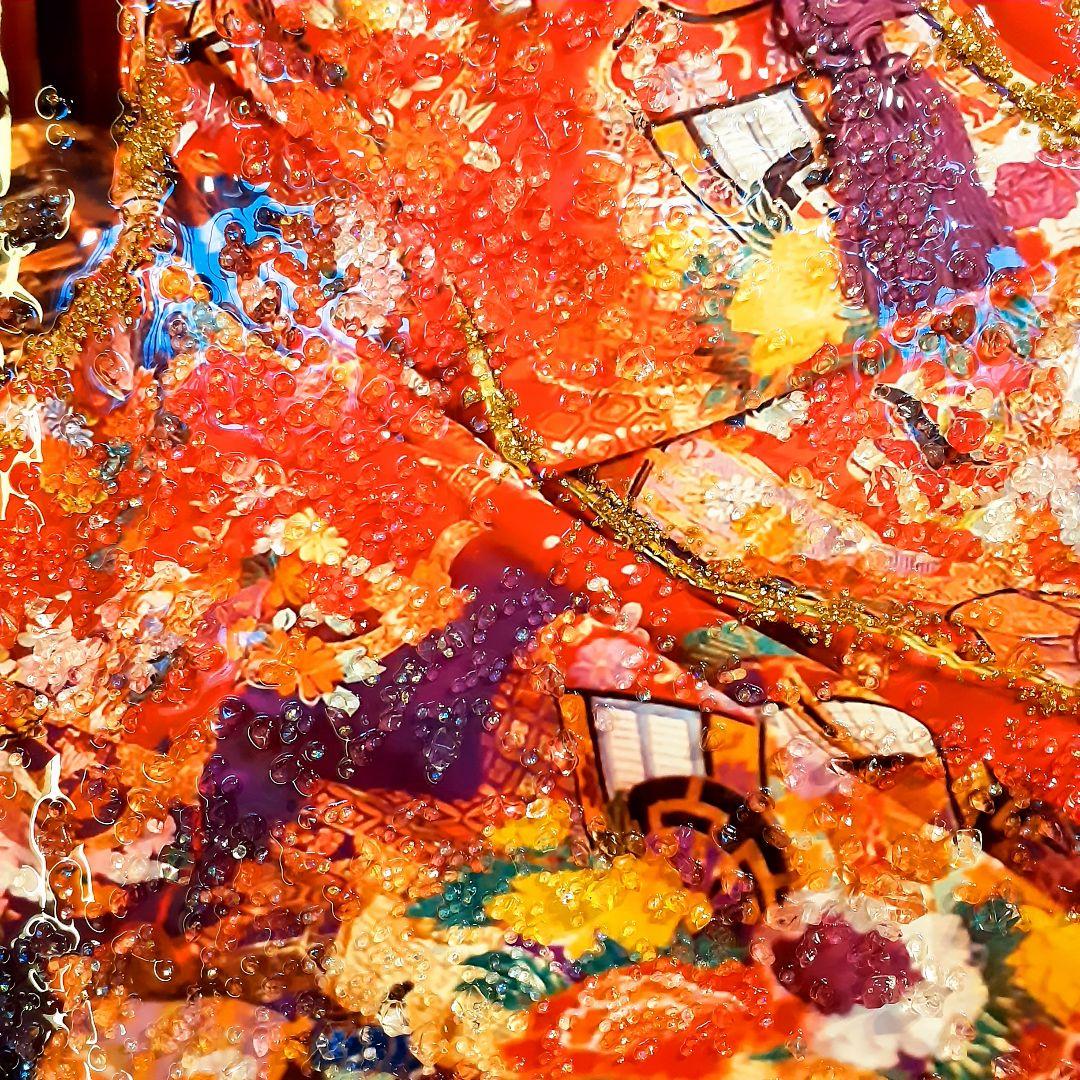 輸入雑貨　天然石　『新花魁』　水晶絵　クリスタルアート　ゴールドフレーム