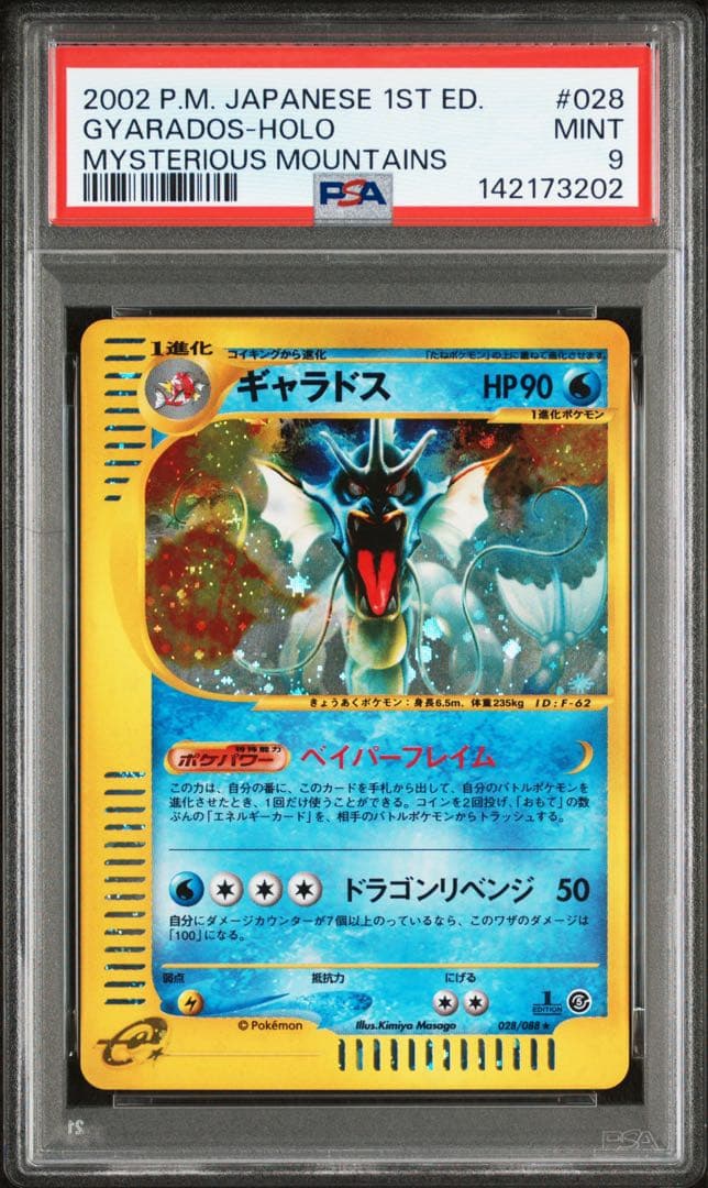 PSA9 ギャラドス 028/088 カードe ホロ 神秘なる山