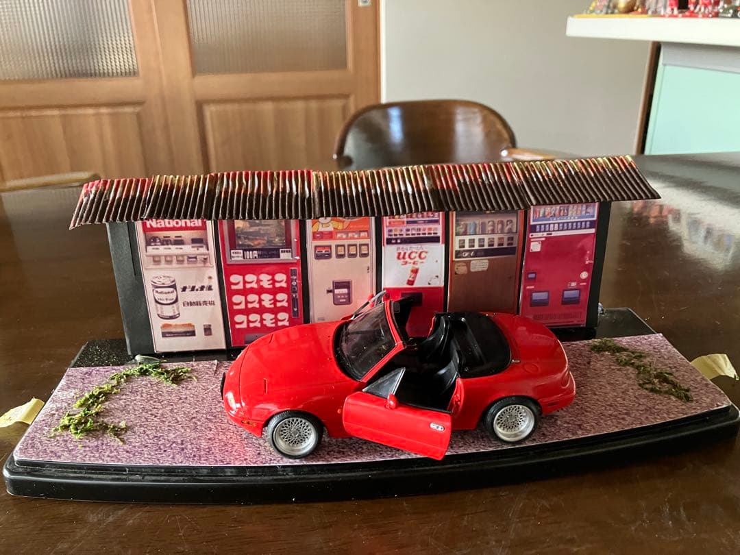 1/24マツダユーノスロードスター　ローダウンカスタムジオラマ 自動販売機照明付