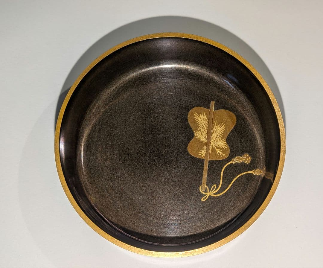 蝙蝠蒔絵　大棗　紫月作　福士健　内銀溜塗　蝙蝠に軍配　輪島塗　茶道具