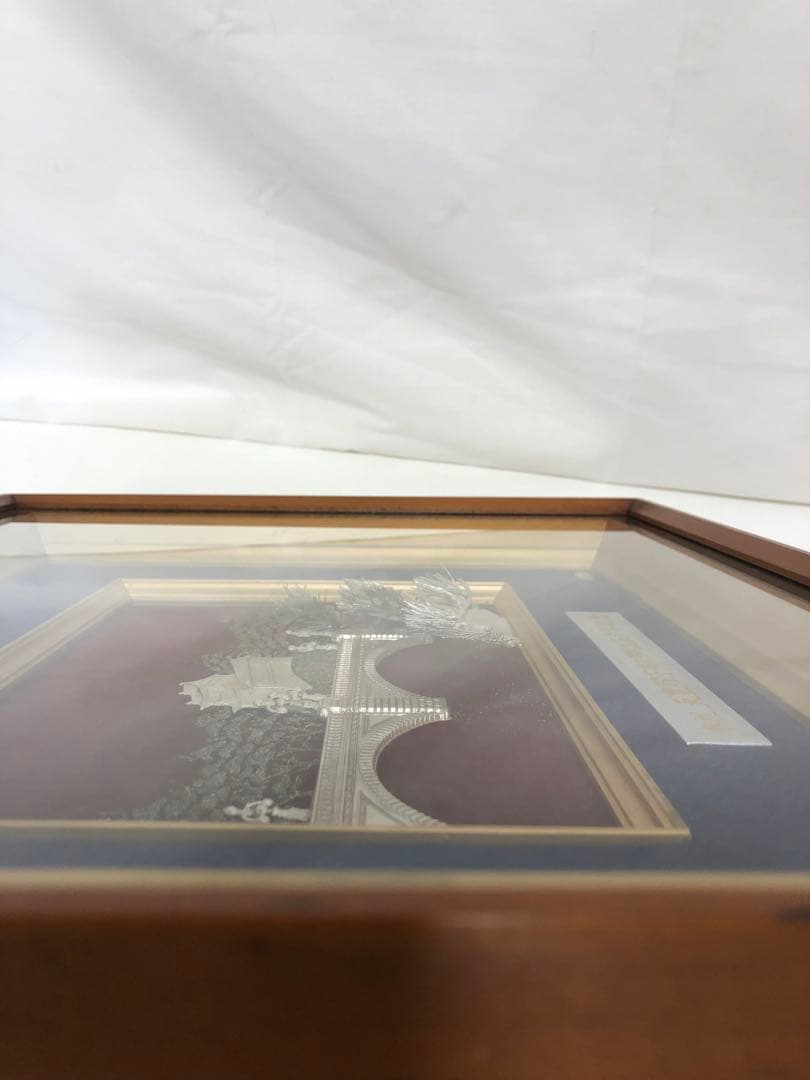 純銀製 天皇陛下御即位五十年記念　額　レリーフ　記念額　額飾