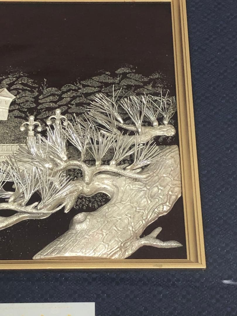 純銀製 天皇陛下御即位五十年記念　額　レリーフ　記念額　額飾